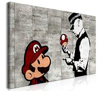 Cuadros B&D XXL - Mega XXXL Banksy Super Mario Mushroom Cop 160x80cm Cuadro en Lienzo en Tamano Estampado Grande Gigante Imagen Para Montar por uno Mismo Decoración De Pared Impresión i-C-0097-ak-e