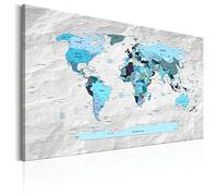Cuadros B&D XXL - Tablero De Corcho & Cuadro en Lienzo 120x80 cm No Tejido XXL Estampado Memoboard Decoración De Pared Impresión Artística Fotografía Poster Mapamundi mapa del mundok-C-0053-p-d