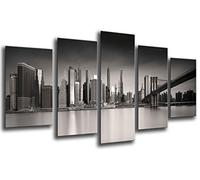 Cuadros Camara Fotográfico Ciudad Nueva York Atardecer Tamaño total: 165 x 62 cm XXL, Multicolor