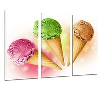 Cuadros Camara Fotográfico Heladeria, Helados de Sabores Tamaño total: 97 x 62 cm XXL, Multicolor