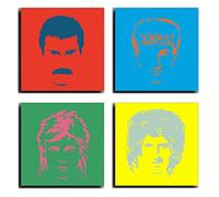 Cuadros Camara Poster Fotográfico Queen, Freddie Mercury Tamaño total: 63 x 63 cm XXL, Multicolor