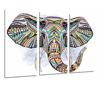 Cuadros Camara Poster Fotográfico Decoracion Mandala Animal Elefante, Fondo Blanco Tamaño total: 97 x 62 cm XXL, Multicolor