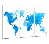 Cuadros Camara Poster Moderno Fotografico Mapa Mundi Azul y Blanco, Mundo Ciudades y Paises, 97 x 62 cm, ref. PST26977