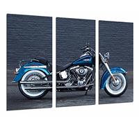 Cuadros Camara Poster Moderno Fotografico Moto Harley Davdison Azul, Carretera, Motorista, 97 x 62 cm, ref. PST26787