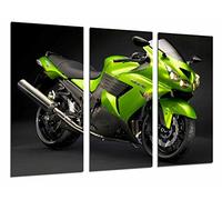 Cuadros Camara Poster Moderno Fotografico Moto Kawasaki Verde, Carretera, Motorista, 97 x 62 cm, Ref. PST26691