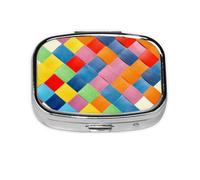 Cuadros coloridos impresos., Pastillero cuadrado para bolsillo o monedero, pequeño contenedor de pastillas, organizador de pastillas de viaje