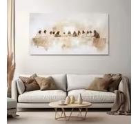 Cuadros cristianos de gran tamaño, láminas de La Última Cena en lienzo, obra de arte en tonos beige neutros para la decoración de la sala de estar, el dormitorio y el comedor (65 x 130 cm/sin marco).