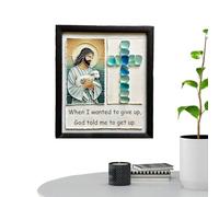 Cuadros cristianos hechos a mano con marco de cristal de mar - Arte de pared enmarcado de vidrio de mar | Decoración de pared cristiana de cristal de mar | Imagen de Jesús orando adecuada para regalo