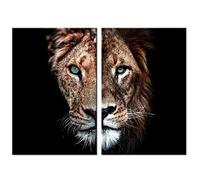 Cuadros de arte de la familia de León y Leona Africano Salvaje Impresión sobre lienzo, carteles e impresiones Animales Leones Arte Cuadros 50 x 70 cm x 2 Sin marco