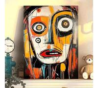 Cuadros de arte de pared con cara abstracta moderna, lienzo artístico, obra de arte lineal única, decoración de pared para el hogar y la oficina, perfecto para Halloween, 20 x 30 cm