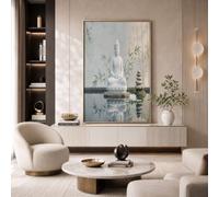 Cuadros De Arte De Pared Escultura Bambú Inspirada En El Zen - Imágenes Cuadros Pintura Visión Japonesa Wabi-Sabi Para Decoración Salon Dormitorio,Blanco Modernos Pósters De Lienzo,Sin Marco,30X40Cm