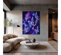 Cuadros De Arte De Pared Mariposa Luz Estelar Psicodélica,Imágenes Cuadros Pintura Misterioso Cielo Estrellado Para Decoración Salon Dormitorio,Púrpura Modernos Pósters De Lienzo,Sin Marco,70X100Cm