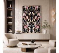 Cuadros De Arte De Pared Pájaro Flor Art Nouveau, Imágenes Cuadros Pintura Plantas Elegantes De Estilo Retro Para Decoración Salon Dormitorio, Negro Modernos Pósters De Lienzo, Sin Marco, 30X40Cm