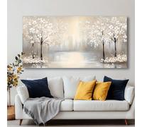 Cuadros de arte en lienzo con la imagen de árboles serenos Láminas de arte abstracto de gran tamaño para la decoración de la sala de estar, el hogar y la oficina (30 x 60 cm/Marco interno)