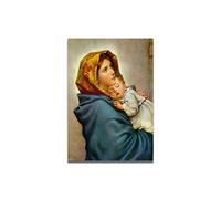 Cuadros de arte mural de la religión. Virgen María Pintura sobre lienzo: Nuestra Señora y Jesús. Póster cristiano para decoración de salón 40x61cm solo lienzo
