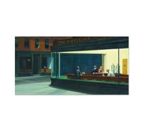 Cuadros de arte mural, lienzos de pared, pósteres e impresiones de arte mural, Nighthawks de Edward Hopper, imágenes para decoración de sala de estar, 20 x 40 cm (8 x 16 pulgadas) con marco