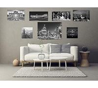 Cuadros de Ciudades Madrid en Aluminio Gris Cepillado Impresión Digital | Blanco y Negro | Medida 100 x 100 cm | Dibond para Pared, Resistente y Económico