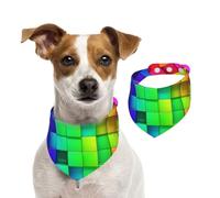 Cuadros de Colores del Arco Iris,Pañuelos de algodón para Perros, Bufandas Ajustables para Mascotas,L