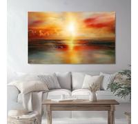 Cuadros de lienzo Abstracto Naturaleza Paisaje Desértico patrón, Lienzos 150 x 50 cm (Sin marco) decorativos para salón dormitorio Cocina Pared, Cuadros de lienzo Color Naranja fondo
