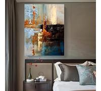 Cuadros de lienzo con arte de pared abstracto moderno en marrón y naranja, adecuados para la decoración de la pared de la oficina y la sala de estar (80 x 120 cm (32 x 47 pulgadas) con marco)