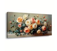 Cuadros de lienzo con diseño de ramo de rosas - Lámina abstracta moderna enmarcada para sala de estar, dormitorio, oficina, cocina y decoración del hogar (25x40cm)