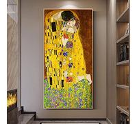 Cuadros de lienzo de arte famoso de Klimt - Arte de pared grande Gustav Klimt El beso Pinturas al óleo clásicas Impresión en lienzo Pósteres de arte Impresiones 75x152cm (30x60in) con marco