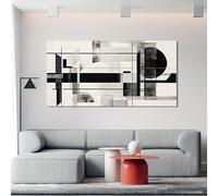 Cuadros de lienzo geométricos abstractos minimalistas, arte de pared, pintura en blanco y negro y gris para sala de estar, dormitorio, oficina, decoración, 70 x 140 cm (28 x 55 pulgadas), sin marco