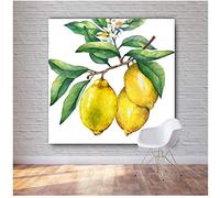 Cuadros de lienzo para cocina Arte de pared Limón en la rama Fruta Pintura Impresiones Pequeño cartel fresco Decoración para el hogar-50x50 cm Sin marco