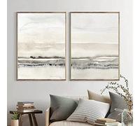 Cuadros de lona beige y gris abstractos de acuarela carteles e impresiones arte moderno de la pared para la decoración de la sala de estar 60x90cmx2 sin marco