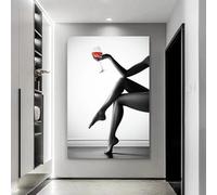 Cuadros de mujer en blanco y negro sobre lienzo, arte de pared, copas de vino tinto, pósteres, impresiones en lienzo, pintura moderna para decoración de pared, 50 x 75 cm, sin marco