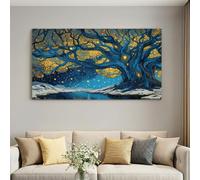 Cuadros de pared con diseño de cielo estrellado, 120 x 80 W, diseño de paisaje botánico moderno, decoración de pared, diseño astético para dormitorio, baño, oficina, comedor, pasillo, cocina