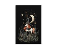 Cuadros de pared con diseño de unicornio, bruja, Halloween, luna, caballo encantado, lienzo, póster para sala de estar, dormitorio, baño, oficina, decoración del hogar, 50 x 75 cm