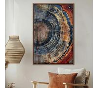 Cuadros de pared de estilo rústico moderno para sala de estar, arte de pared con marco de anillos de árbol, decoración de pared abstracta y colorida (40 x 60 cm [16 x 24 pulgadas])