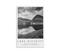 Cuadros de pared en blanco y negro de Lake District Travel Cumbria, póster para sala de estar, dormitorio, baño, oficina, decoración del hogar, 12 x 18 pulgadas (30 x 45 cm)