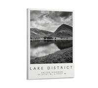 Cuadros de pared en blanco y negro de Lake District Travel Cumbria, póster para sala de estar, dormitorio, baño, oficina, decoración del hogar, 12 x 18 pulgadas (30 x 45 cm)