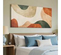 Cuadros de pared horizontales grandes - Arte abstracto moderno de mediados de siglo con paisajes en lienzo horizontal para sala de estar y dormitorio (80x160cm/marco interior)