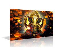 Cuadros de pared para sala de estar, lienzo de Ganesha, pinturas de dios indios, 1 panel de arte de pared, hinduismo, estirado, listo para colgar (16 pulgadas de anchox24 pulgadas de alto)