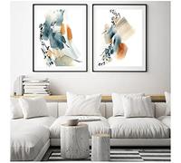 Cuadros Decoracion Pasillo Salon Grandes 50x70cm x2 Piezas SIN Marco Cartel Grande del Arte de la Lona de la Forma de la Acuarela del óxido Azul Abstracto Cuadro dormitorios Juveniles Modernos