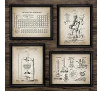Cuadros Decoracion Póster Instrumento De Química Tabla Periódica De Elementos Póster Retro Educación En Inglés Estudio Escolar Pintura Decorativa Póster Educativo Estético 30X40Cmx4Pcs