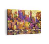 Cuadros Decoracion Salon Abstracción Ciudad Rascacielos Lienzos decorativos 120x80cm Cuadro Sobre Lienzo Moderno Dormitorio Cuadros Pared Imágenes Wall Art Prints Decor Grande XXL AA120x80-4294