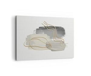 Cuadros Decoracion Salon Abstracción Pieza Oro Lienzos decorativos 120x80cm Cuadro Sobre Lienzo Moderno Dormitorio Cocina Cuadros Pared Imágenes Wall Art Prints Decor Canvas Grande XXL AA120x80-4149