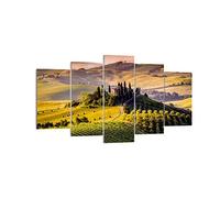Cuadros Decoracion Salon Agricultura granja toscana viña Lienzos decorativos 160x85cm Cuadro Sobre Lienzo Moderno Dormitorio Cuadros Pared Tríptico 5 Piezas Wall Art Prints Grande XXL EA160x85-2465