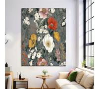 Cuadros Decoracion Salon Amapola Barroca Lienzos Decorativos 40X50Cm Cuadro Sobre Lienzo Plantas Vintage Dormitorio Cuadros Pared Imágenes Wall Art Gris Oscuro Prints Decor Canvas