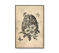 Cuadros Decoracion Salon,Antiguo Cartel De Anatomía Floral Corazón Pulmones Cerebro Médico Pared Arte Impresión Lienzo Pintura Imagen Abstracta Clínica Decoración del Hogar,Carteles Art Deco -50X70Cm