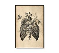 Cuadros Decoracion Salon,Antiguo Cartel De Anatomía Floral Corazón Pulmones Cerebro Médico Pared Arte Impresión Lienzo Pintura Imagen Abstracta Clínica Decoración del Hogar,Carteles Art Deco -50X70Cm