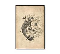 Cuadros Decoracion Salon,Antiguo Cartel De Anatomía Floral Corazón Pulmones Cerebro Médico Pared Arte Impresión Lienzo Pintura Imagen Abstracta Clínica Decoración del Hogar,Carteles Art Deco -50X70Cm