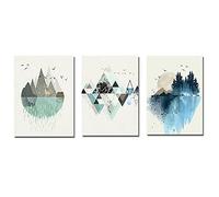 Cuadros Decoracion Salon Árboles de montaña abstractos pintura sobre lienzo impresiones y carteles cuadro de arte de pared para decoración de sala de estar 70x100cm (28x39in) x3 sin marco
