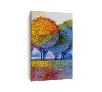 Cuadros Decoracion Salon arboles pradera verano Lienzos decorativos 80x120cm Cuadro Sobre Lienzo Moderno Vertical Dormitorio Cocina Cuadros Pared Imágenes Wall Art Prints Decor Grande PA80x120-4094