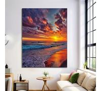 Cuadros Decoracion Salon Atardecer en la playa Lienzos Decorativos 40 x 50 cm Cuadro Sobre Estilo natural curativo Dormitorio Cuadros Pared Imágenes Wall Artcolor naranja Decor Canvas