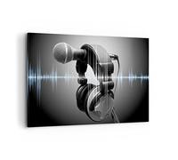 Cuadros Decoracion Salon Audio micrófono música estudio Lienzos decorativos 120x80cm Cuadro Sobre Lienzo Moderno Dormitorio Cuadros Pared Imágenes Wall Art Prints Decor Grande XXL AA120x80-2549